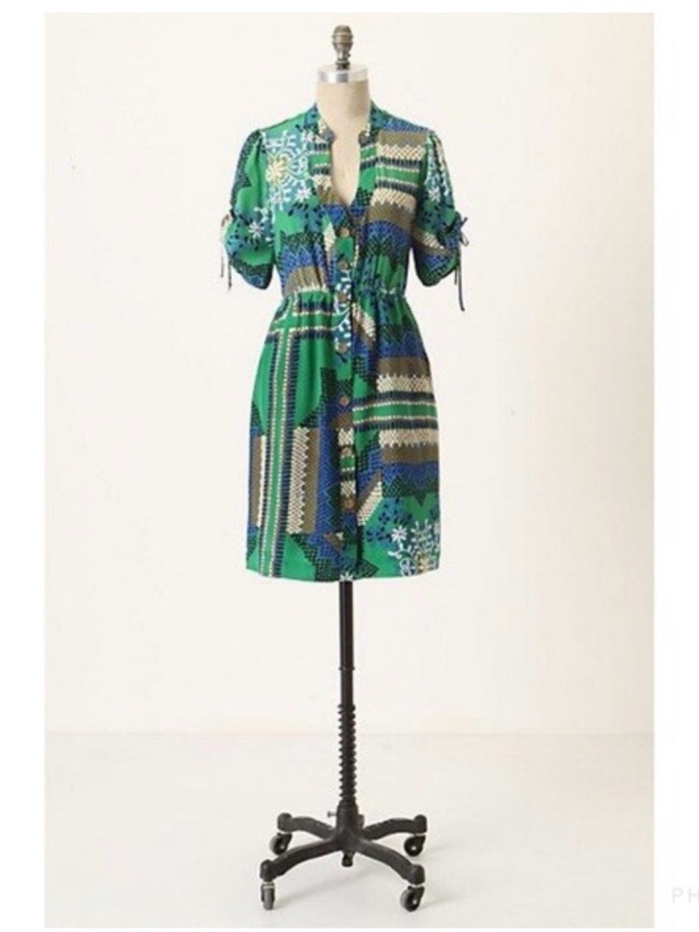 Silk Anthropologie brand Moulinette Soeurs Printed Button-Front Dress